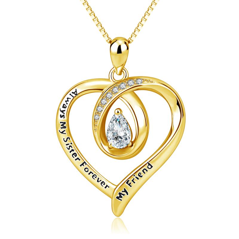 Sister Gifts Engraved I Love You Forever My Friend 925 Sterling Silver Heart Pendant Necklace