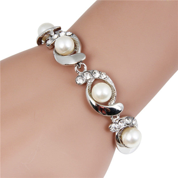Alloy diamond pearl bracelet personality creative bracelet