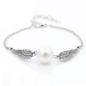 European And American Foreign Trade Jewelry Angel Wings Pearl Silver Bronze