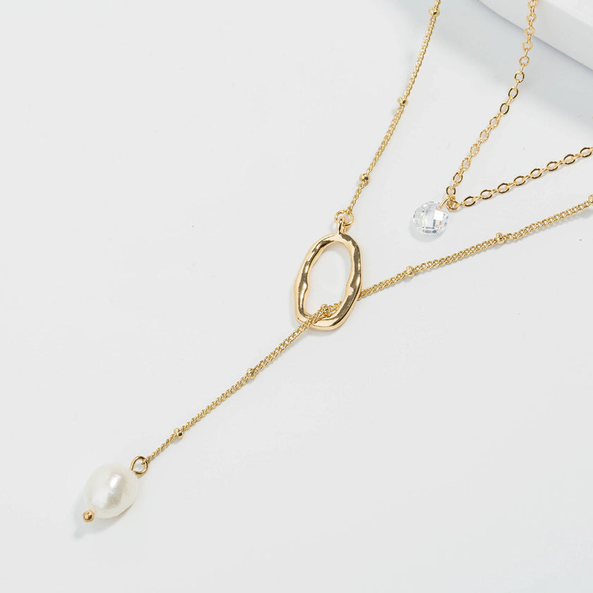 Irregular Natural Stone Shell Pearl Multilayer Necklace