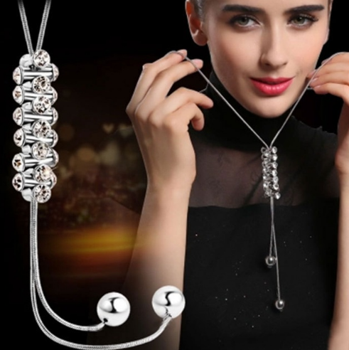 Korean fashion accessories, sweater chain, Crystal Snowflake Necklace, long necklace necklace, tassel sweater chain