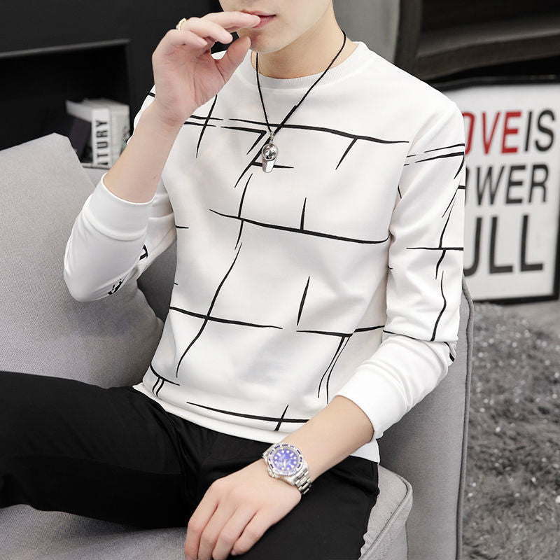 Men's round neck long sleeve T-shirt