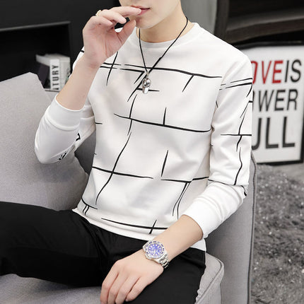 Men's round neck long sleeve T-shirt