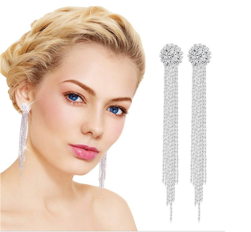 Long tassel earrings hypoallergenic crystal earrings
