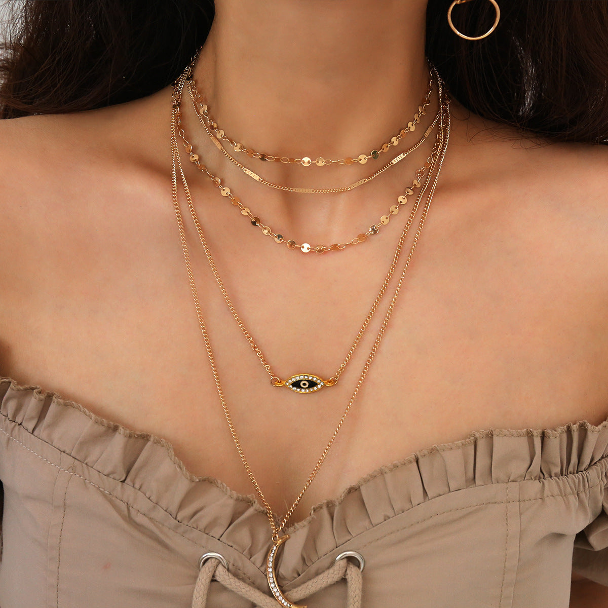 Retro exaggerated multi-layer necklace