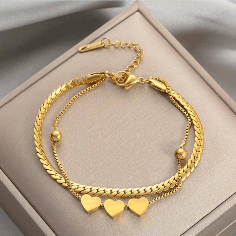 Niche Design Sense Multi-layer Winding Hand Rope Color Preservation 18K Gold Love Bracelet
