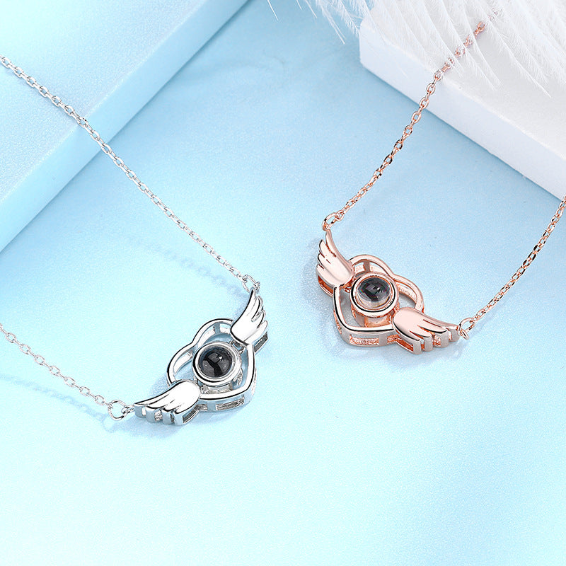 Angel Wings 100 Language I Love You Projection Necklace