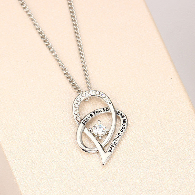 I Love You To The Moon and Back Heart Pendant