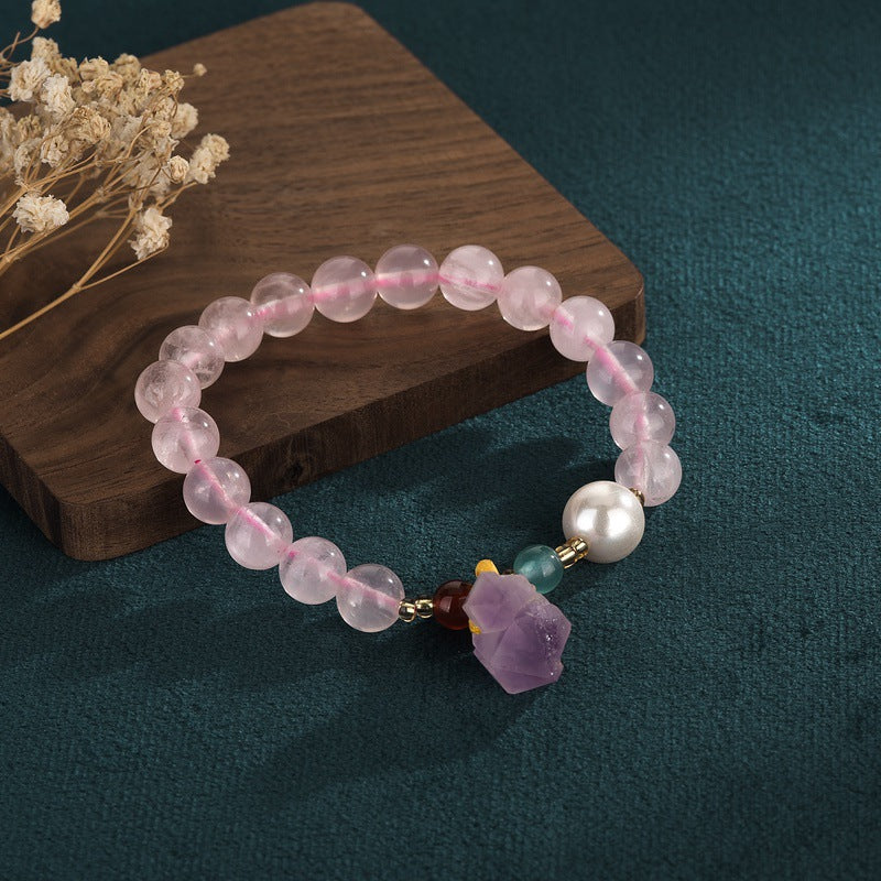 Prosperous Peach Blossom Business Hibiscus Crystal Chinese Style Bracelet