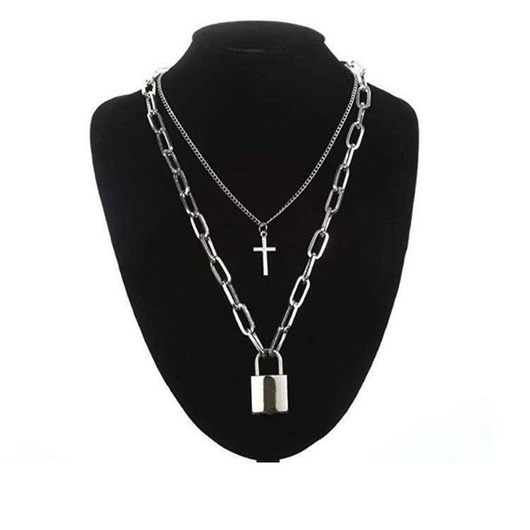 Sweater men and women chain multi-layer lock necklace