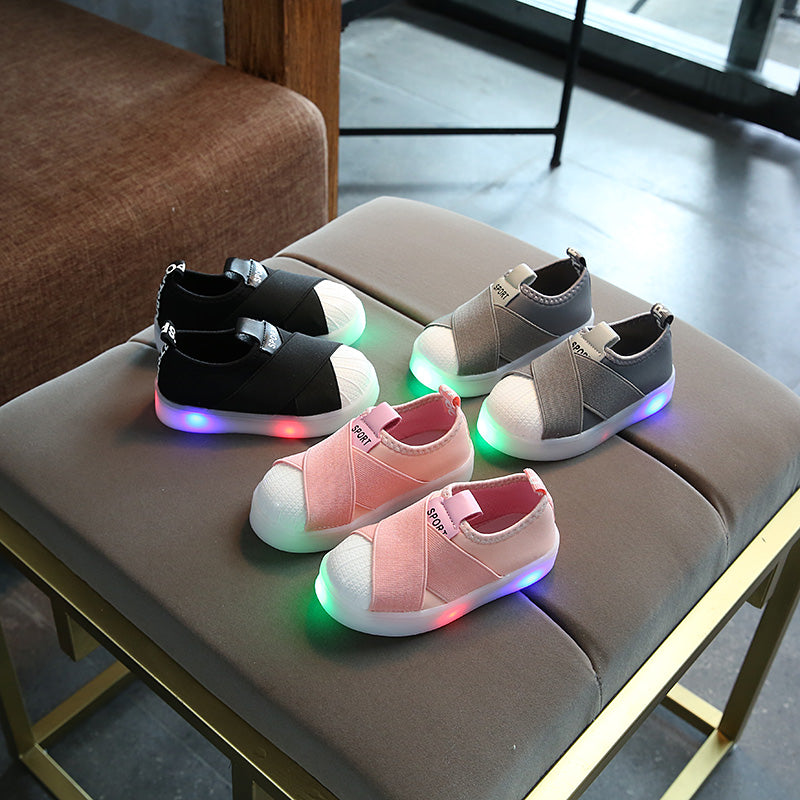 Children's Sports Shoes LED Lighting Shoes Shiny Shell Head Children's Shoes