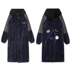 Autumn And Winter Flannel Winter Thickened Plus Velvet Nightgown Men