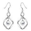 Pearl Dangle Earrings for Women Sterling Silver Twist Infinity Drop Earrings