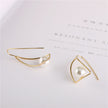 Curved Geometric Triangle Pearl Earrings Ladies Alloy Earrings