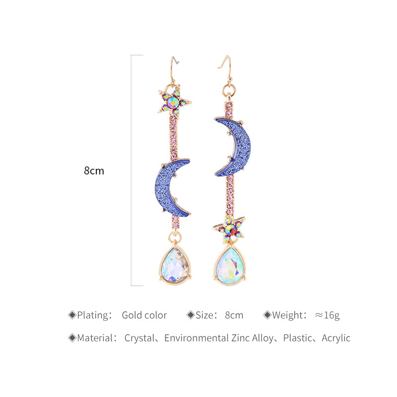 Ladies Blue Moon Star Earrings