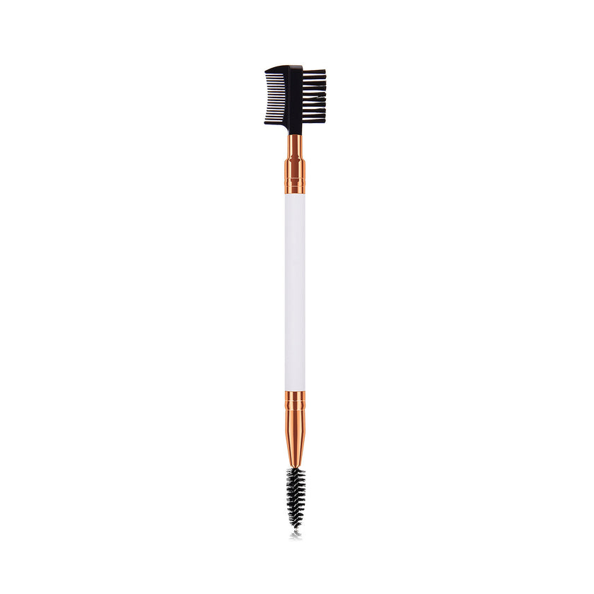 Single double-ended makeup brush and eyelash brush
