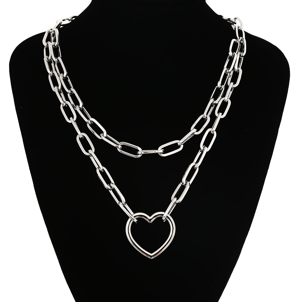 Sweater men and women chain multi-layer lock necklace