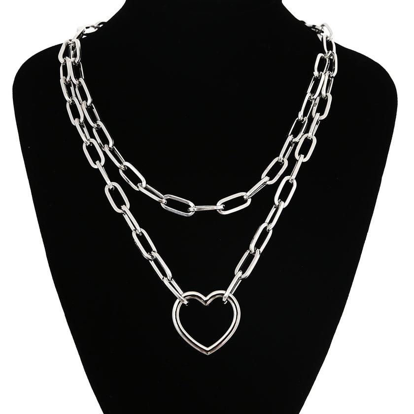 Sweater men and women chain multi-layer lock necklace
