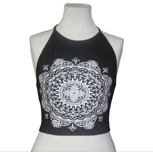Women's Halter   Round Neck Suspender Seven-point Print Tank Top