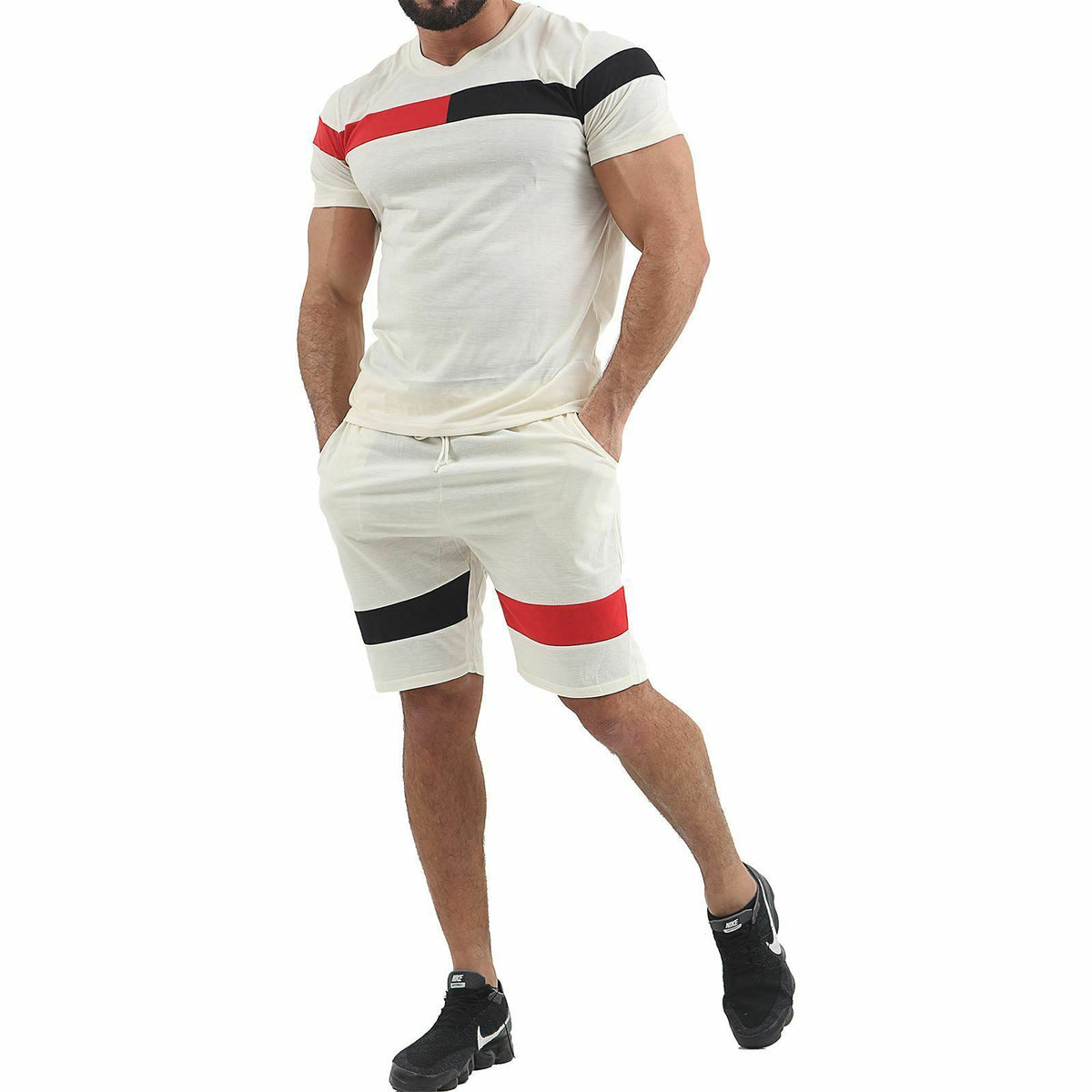 Short-sleeved fitness suit men gym shorts tops