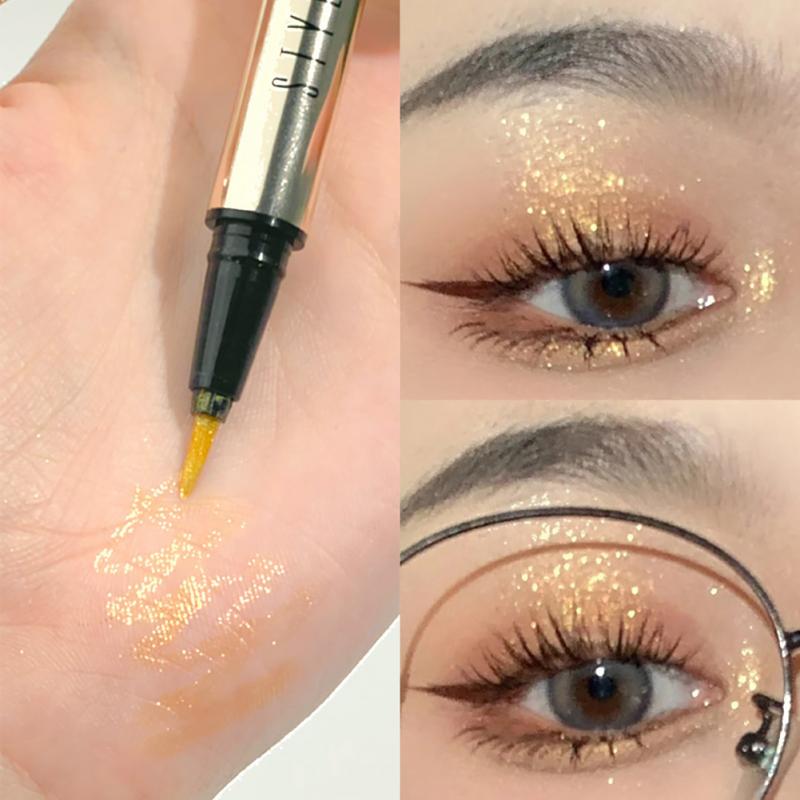 Waterproof And Sweat-proof Soft Brush Tip Pearlescent Liquid Eyeliner Pen