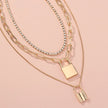 Diamond-studded Multi-layered Chain Pendant Necklace with Heavy Metal Chain