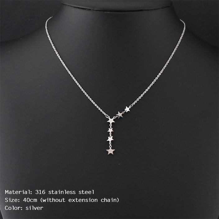 Cross Bead Necklace Clavicle Chain Gold