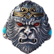 Alpscommerce Handmade Men And Women Monkey King Ring Vintage Silver Gifts