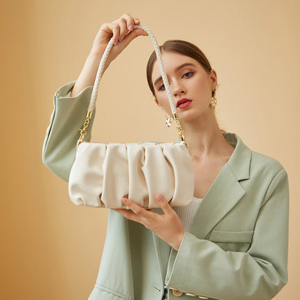 Fashion Design Crossbody Woman's Shoulder Bags Folded Cloud Portable Simple Style Solid Bag Female High Quality Leather Handbag