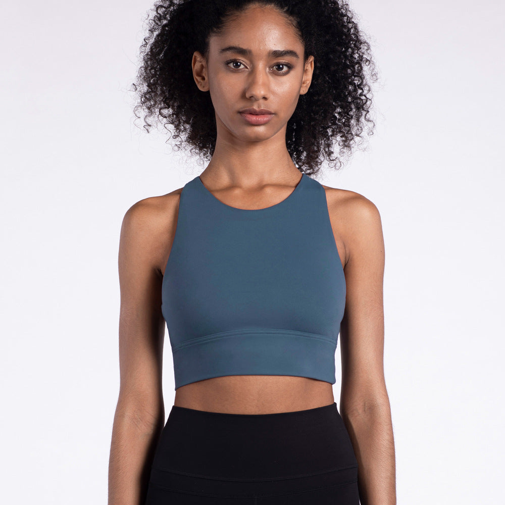 Underwear Strappy Longline Yoga Bras Supportive Round Neck Gym Tops