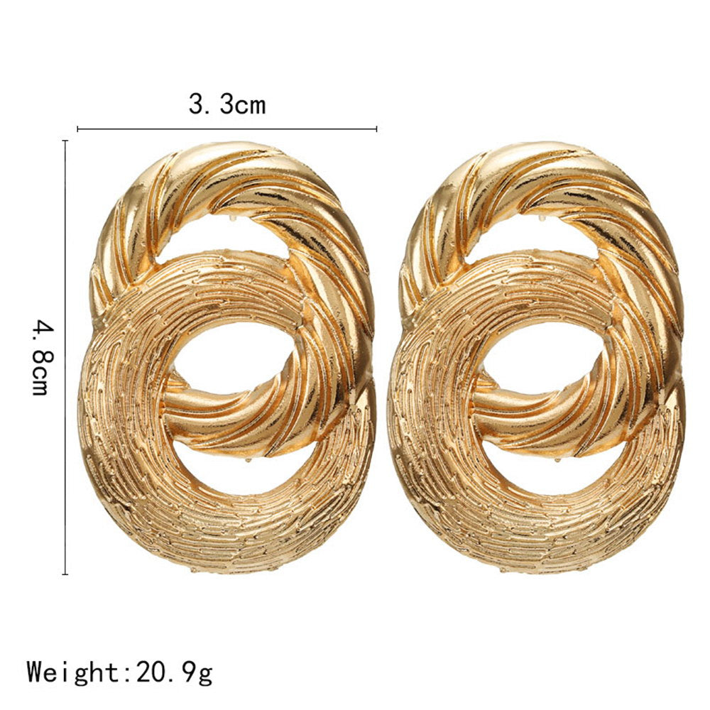 New Exaggerated Big Stud Earrings for Women Circle Round Alloy Earrings Wedding Party Gift