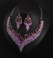 Full Rhinestone Color Clavicle Necklace Earrings Set Dress
