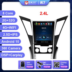 EKIY DSP DSP Android 10 Car Radio For Hyundai Sonata 8 YF 2010-2015 Multimedia Tesla Vertical Screen Navigation BT GPS 2 DIN DVD