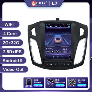 EKIY Android 10.0 Car GPS For Ford Focus 3 Mk 3 2011 - 2019 Navigation Radio Stereo Multimedia Vertical Tesla Screen BT NO 2 DIN