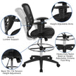 Mid-Back Black Mesh Ergonomic Drafting Chair with Adjustable Chrome