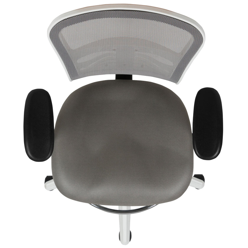 Light Gray Mesh Ergonomic Drafting Chair with Adjustable