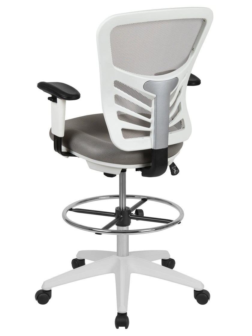 Light Gray Mesh Ergonomic Drafting Chair with Adjustable