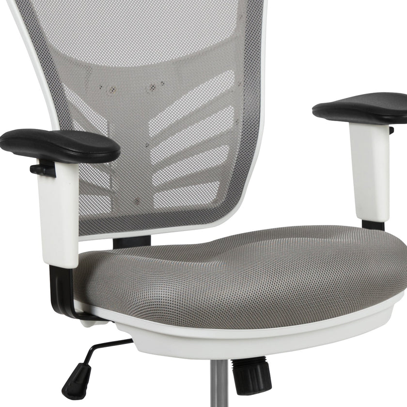 Light Gray Mesh Ergonomic Drafting Chair with Adjustable