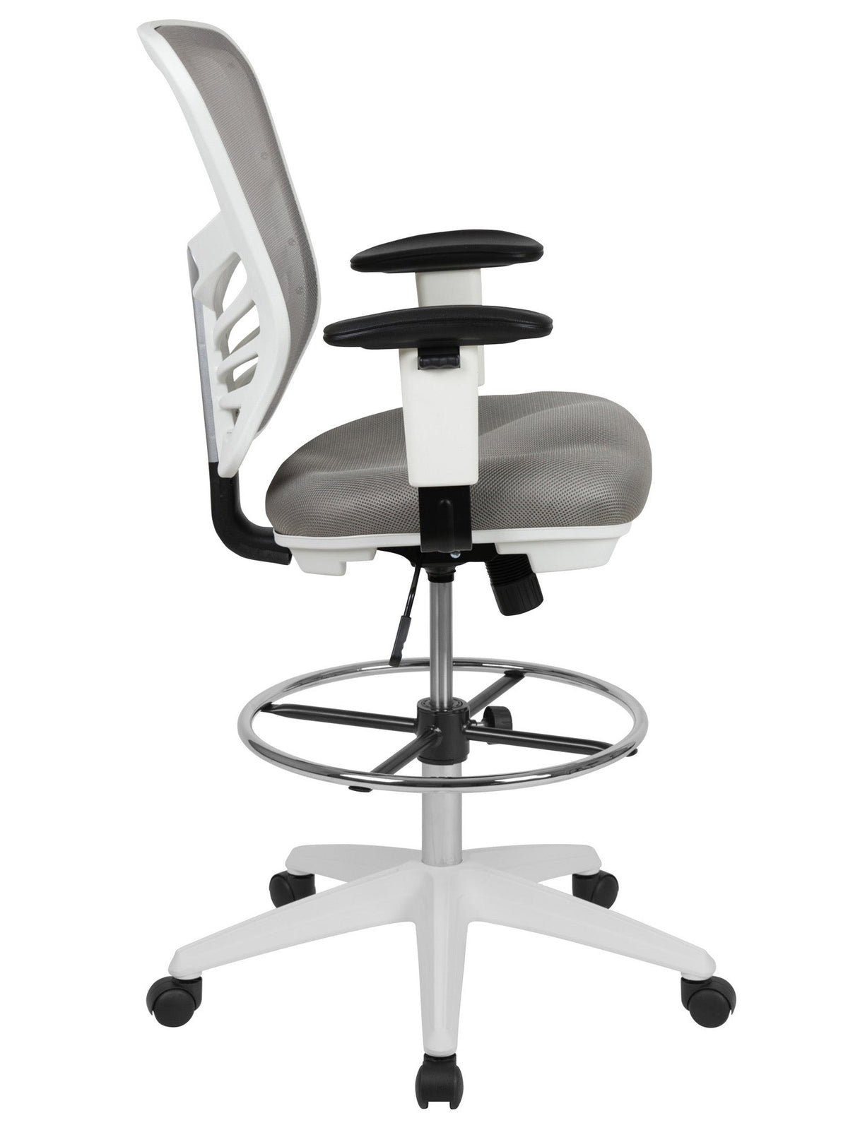 Light Gray Mesh Ergonomic Drafting Chair with Adjustable