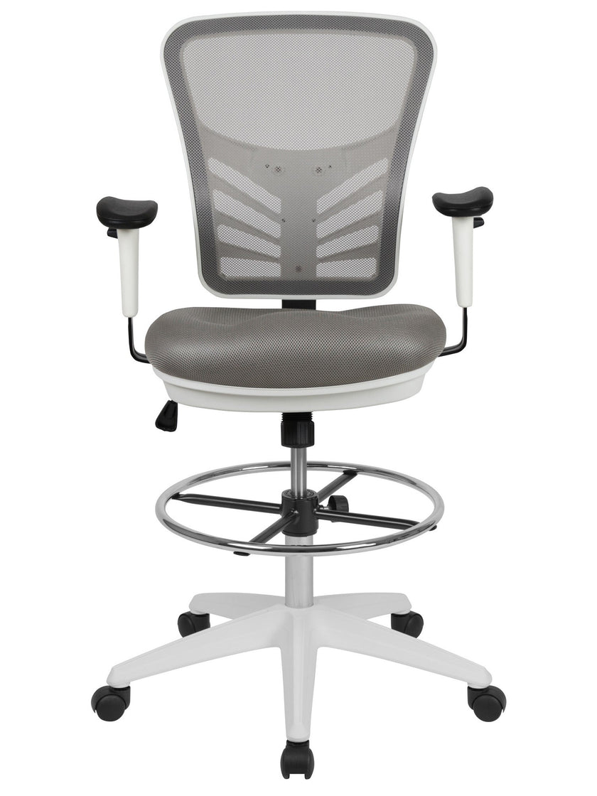 Light Gray Mesh Ergonomic Drafting Chair with Adjustable