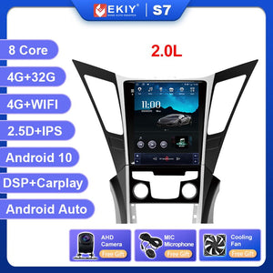 EKIY DSP DSP Android 10 Car Radio For Hyundai Sonata 8 YF 2010-2015 Multimedia Tesla Vertical Screen Navigation BT GPS 2 DIN DVD