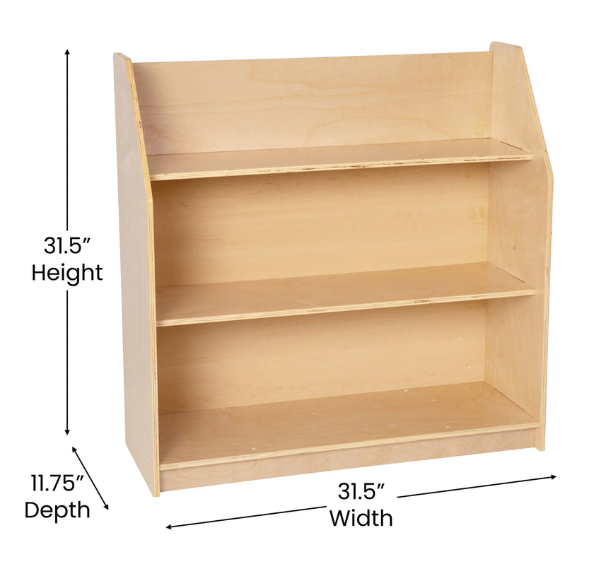 Flash Furniture Modern Indoor Natural Wooden 3 Shelf Book Display with