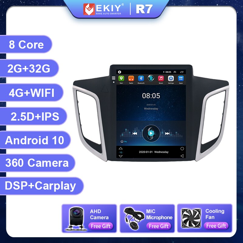 EKIY Carplay DSP Android Auto Radio For Hyundai Creta IX25 2015 - 2019 Car Multimedia Tesla Vertical Screen GPS Navi Stereo 2din