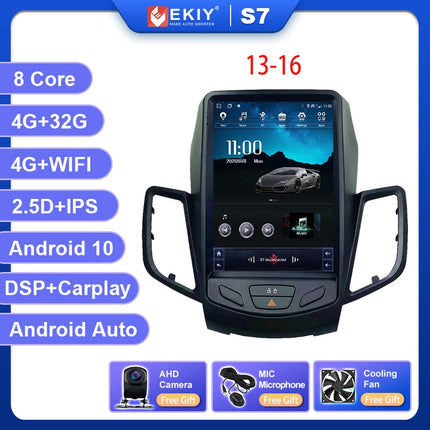 EKIY Android 10 Car GPS For Ford Fiesta MK7 2009-2016 Navigation Radio Stereo Multimedia Vertical Tesla Screen 2 Din DVD Player