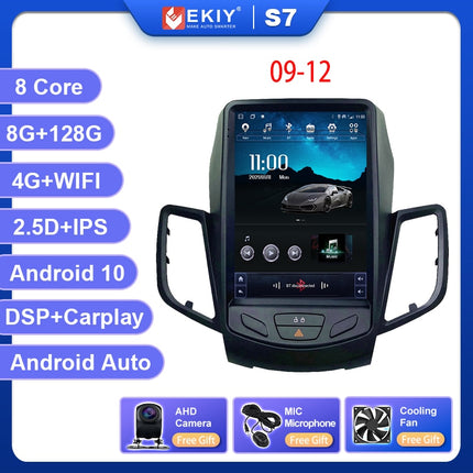 EKIY Android 10 Car GPS For Ford Fiesta MK7 2009-2016 Navigation Radio Stereo Multimedia Vertical Tesla Screen 2 Din DVD Player