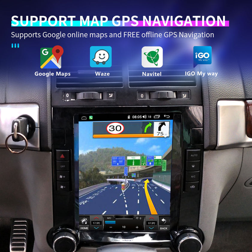 Android Car Radio Tesla Style Vertical For Volkswagen VW Touareg 9.7 Inch DVD Multimedia Stereo Carplay Navigation Head Unit