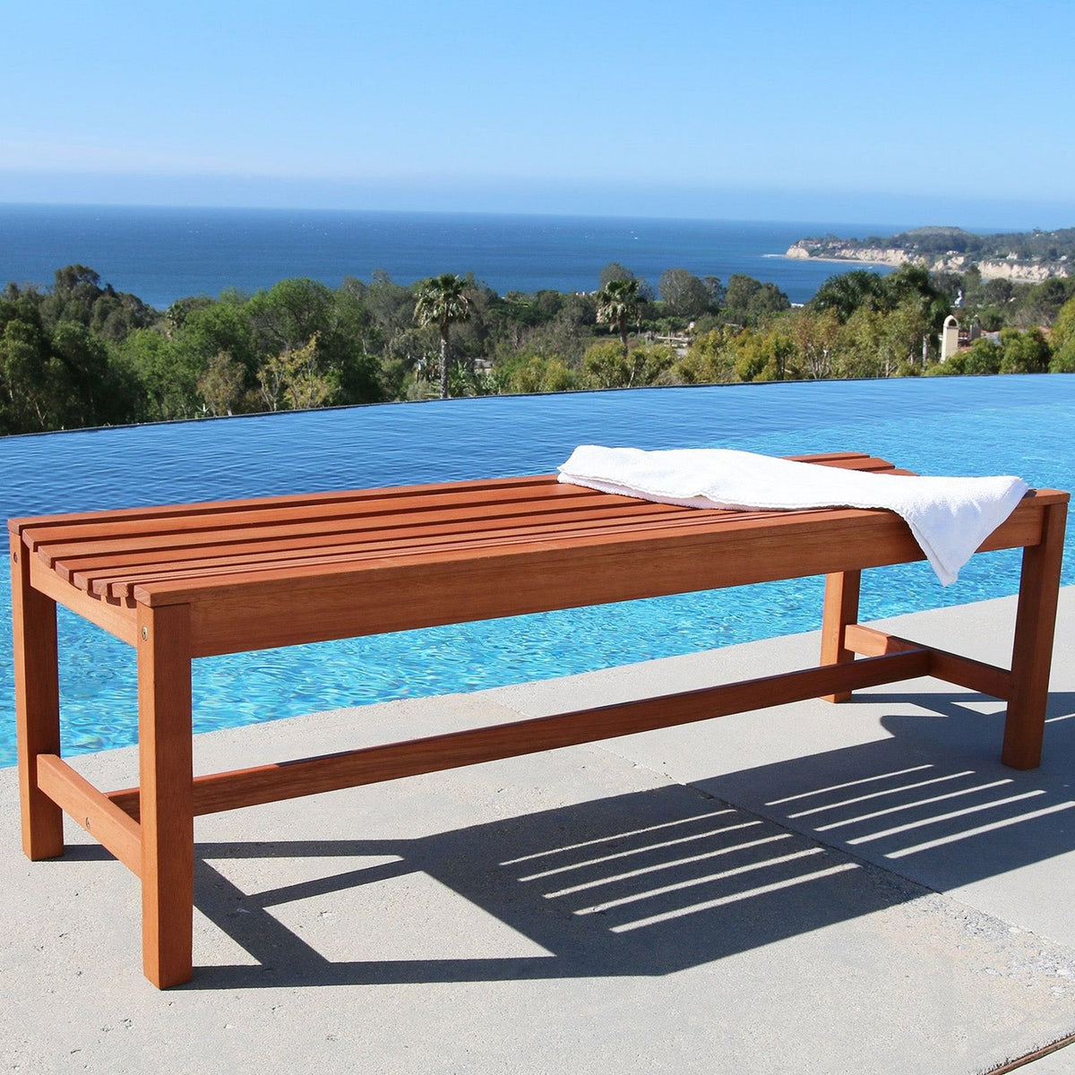 Malibu Outdoor Patio 5-foot Wood Backless Garden Bench