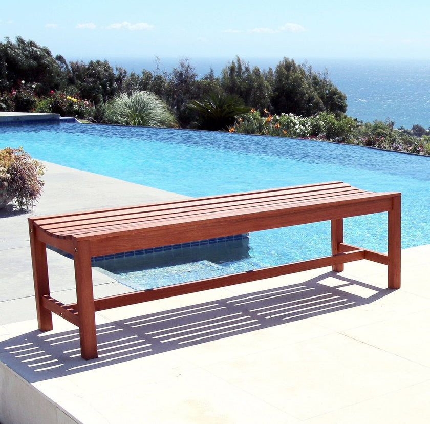 Malibu Outdoor Patio 5-foot Wood Backless Garden Bench