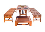 Malibu Wood 5-piece Outdoor Backless Dining Set
