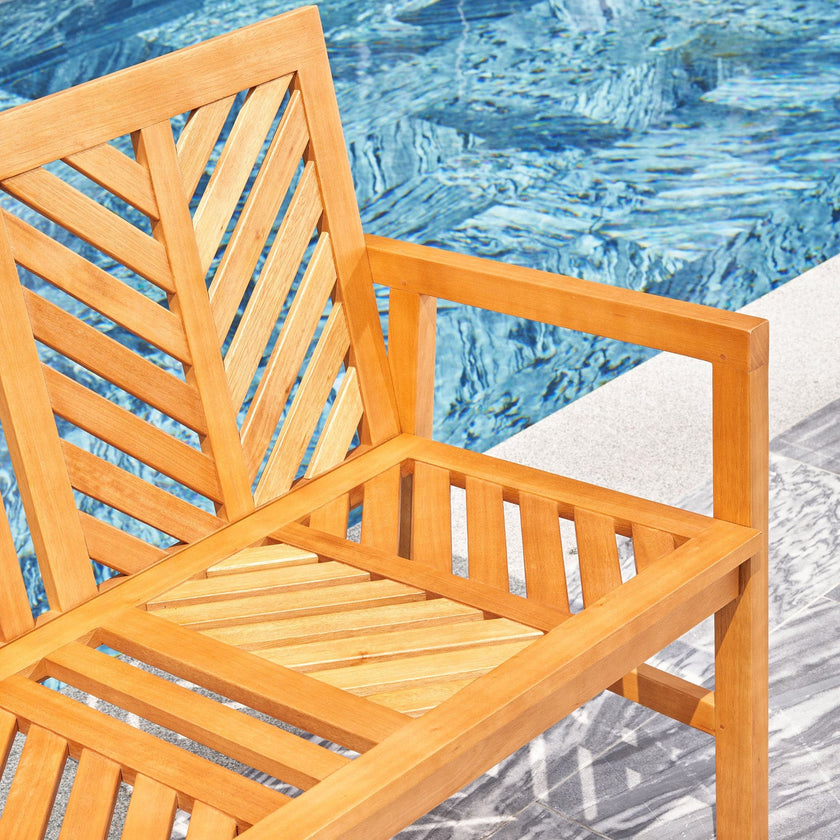 Vifah Olina Honey Two Seater Fish Bone Eucalyptus Wooden Garden Bench